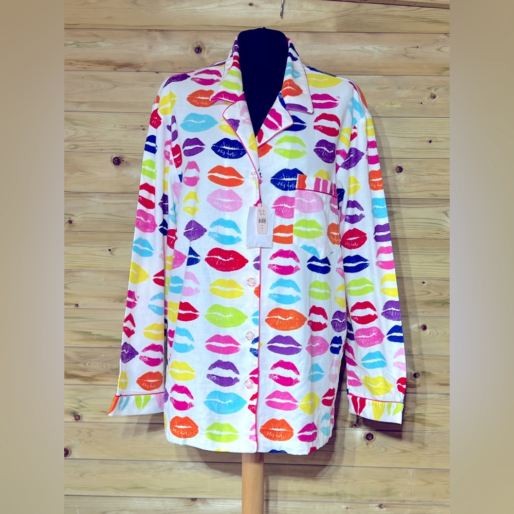 Victorias Secret bright heart print pyjamas top large - Picture 2 of 12